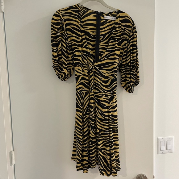 Faithfull the Brand Yellow Zebra Dress - Size S/4 - Picture 2 of 7